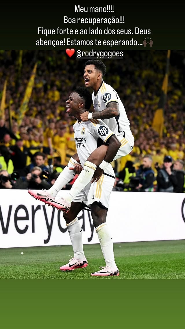 必赢下载网址-双料队友，维尼修斯祝福罗德里戈：我们都在等你归来